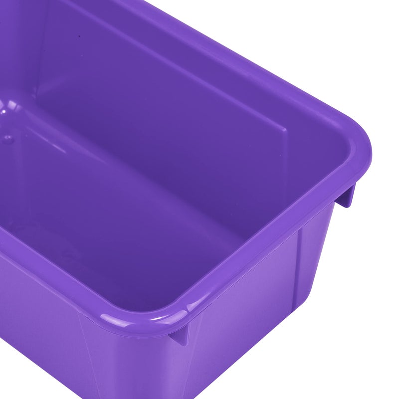 Storex Small Cubby Bins â€“ Plastic Storage Containers for Classroom, 12.2 x 7.8 x 5.1 inches, Purple, 5-Pack (62419U05C) - Image 5
